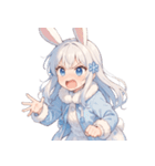 雪うさぎのドタバタ日常絵文字（個別スタンプ：32）