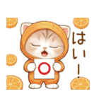 スコティッシュ猫 みかん服 可愛い 敬語（個別スタンプ：9）