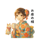冬の着物女子日常会話スタンプ（個別スタンプ：4）