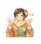 冬の着物女子日常会話スタンプ（個別スタンプ：6）