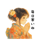 冬の着物女子日常会話スタンプ（個別スタンプ：20）