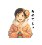 冬の着物女子日常会話スタンプ（個別スタンプ：26）