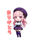 ベレー帽のキュートアイドル（個別スタンプ：1）