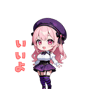 ベレー帽のキュートアイドル（個別スタンプ：24）