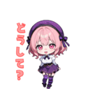 ベレー帽のキュートアイドル（個別スタンプ：34）