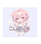 犬系ピンク髪の子スタンプ（個別スタンプ：5）