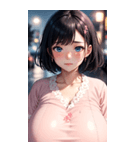 ピンクの洋服の女の子の写真（個別スタンプ：24）