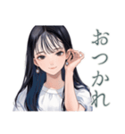 清楚な女の子の出欠スタンプ（個別スタンプ：3）