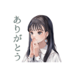 清楚な女の子の出欠スタンプ（個別スタンプ：19）