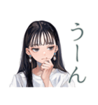 清楚な女の子の出欠スタンプ（個別スタンプ：37）