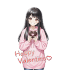 可愛い黒髪ピンクパーカー女子あけおめ再販（個別スタンプ：24）