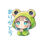 蛙フードパーカーの女の子★癒し（個別スタンプ：8）