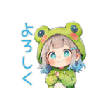 蛙フードパーカーの女の子★癒し（個別スタンプ：9）