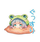 蛙フードパーカーの女の子★癒し（個別スタンプ：19）