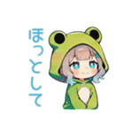 蛙フードパーカーの女の子★癒し（個別スタンプ：37）