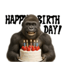 ゴリラのお誕生日＆ポジティブ（個別スタンプ：1）