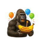 ゴリラのお誕生日＆ポジティブ（個別スタンプ：4）