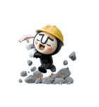 動く！黒タイツマン3D-2【現場仕事】（個別スタンプ：2）