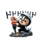 動く！黒タイツマン3D-2【現場仕事】（個別スタンプ：3）