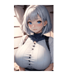 シルバーホワイトの女の子の写真（個別スタンプ：1）