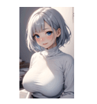 シルバーホワイトの女の子の写真（個別スタンプ：14）