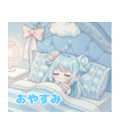 水色好きに捧ぐ、デカお団子ヘアの女の子（個別スタンプ：3）