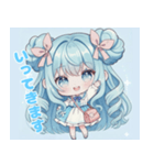 水色好きに捧ぐ、デカお団子ヘアの女の子（個別スタンプ：4）