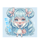 水色好きに捧ぐ、デカお団子ヘアの女の子（個別スタンプ：5）