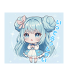 水色好きに捧ぐ、デカお団子ヘアの女の子（個別スタンプ：6）
