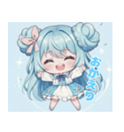 水色好きに捧ぐ、デカお団子ヘアの女の子（個別スタンプ：7）