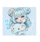 水色好きに捧ぐ、デカお団子ヘアの女の子（個別スタンプ：8）