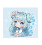 水色好きに捧ぐ、デカお団子ヘアの女の子（個別スタンプ：9）