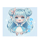 水色好きに捧ぐ、デカお団子ヘアの女の子（個別スタンプ：12）