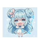 水色好きに捧ぐ、デカお団子ヘアの女の子（個別スタンプ：13）