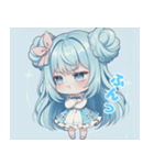 水色好きに捧ぐ、デカお団子ヘアの女の子（個別スタンプ：14）