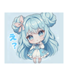 水色好きに捧ぐ、デカお団子ヘアの女の子（個別スタンプ：16）