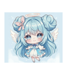 水色好きに捧ぐ、デカお団子ヘアの女の子（個別スタンプ：19）