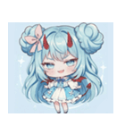 水色好きに捧ぐ、デカお団子ヘアの女の子（個別スタンプ：20）