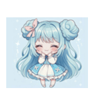 水色好きに捧ぐ、デカお団子ヘアの女の子（個別スタンプ：22）