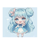 水色好きに捧ぐ、デカお団子ヘアの女の子（個別スタンプ：23）