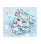 水色好きに捧ぐ、デカお団子ヘアの女の子（個別スタンプ：24）