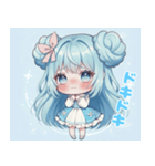 水色好きに捧ぐ、デカお団子ヘアの女の子（個別スタンプ：25）