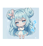 水色好きに捧ぐ、デカお団子ヘアの女の子（個別スタンプ：26）