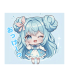 水色好きに捧ぐ、デカお団子ヘアの女の子（個別スタンプ：30）