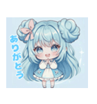 水色好きに捧ぐ、デカお団子ヘアの女の子（個別スタンプ：31）