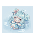 水色好きに捧ぐ、デカお団子ヘアの女の子（個別スタンプ：32）