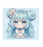 水色好きに捧ぐ、デカお団子ヘアの女の子（個別スタンプ：33）