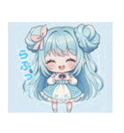 水色好きに捧ぐ、デカお団子ヘアの女の子（個別スタンプ：36）