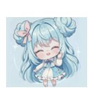 水色好きに捧ぐ、デカお団子ヘアの女の子（個別スタンプ：38）