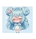 水色好きに捧ぐ、デカお団子ヘアの女の子（個別スタンプ：39）